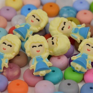 3D Prinzessin Fokal Silikonperlen, DIY Charakter Fokus Stift Perle,Geschenk Charms,Schmuckzubehör,Handwerk Perlen Zubehör,Armband,Schlüsselband Perlen