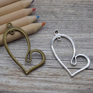 10 Heart Hollow Heart Open Heart Love Charm Pendant Necklace Bracelet Earring 42mm*25mm