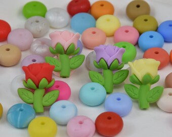 3D-siliconenkralen roos bloem,brandpuntskraal bloemen,cadeaus voor kralenpennen