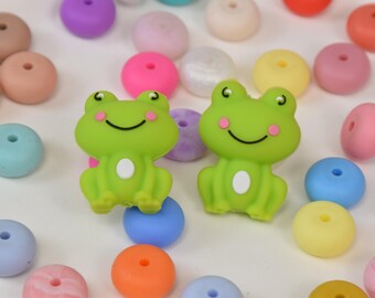 Cuentas de silicona de rana 3D, cuentas focales de animales, regalos para bolígrafos con cuentas