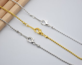 10 ball chain necklace with lobster clasp,1.5mm 16 inches metal ball chain,bead chain,delicate chain,jewelry chain,finished chain