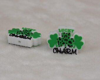 Perles focales en silicone pour porte-bonheur, trèfle à quatre feuilles, trèfle de la Saint-Patrick, perles pour stylo, perles cadeaux, accessoires de bijoux, fournitures de loisirs créatifs