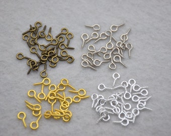 100 crochets vissés, oeillets pour vis, vis pour œillets, épingles à œillets, épingles à vis pour boucles de connecteurs, accessoires percés par le haut, crochets à œillets pour travaux manuels, 9 x 4 mm