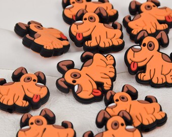 Contas de silicone focais de cachorro de desenho animado, contas de caneta de foco DIY de animal fofo, pingentes de presentes, acessórios de joias, suprimentos de artesanato, pulseira, contas de cordão