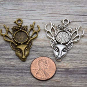 10 Hirschkopf Charm Hirschkopf Charm Buck Head Charm Geweih Charm Tier Charms Anhänger 35 mm * 30 mm mit 9 mm Cabochon