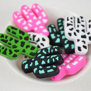 Perline in silicone a forma di cactus mucca, perline fai da te all'ingrosso, perline con ciondoli, accessori per gioielli, articoli per l'artigianato, braccialetti, portachiavi, cordini