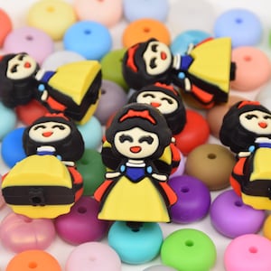 3D Prinzessin Fokal Silikonperlen, DIY Charakter Fokus Stift Perle,Geschenk Charms,Schmuckzubehör,Handwerk Perlen Zubehör,Armband,Schlüsselband Perlen