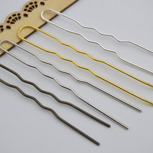 20 forcine per capelli in metallo, forcina semplice per capelli, fermaglio per chignon, forcina a forma di U, fermaglio per capelli, forcina per chignon fai da te, forcina vuota, accessori per capelli, 100 mm