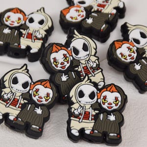 スケルトンフォーカルシリコンビーズ、スカルハロウィンDIYフォーカスペンビーズ、ギフトチャーム、ジュエリーアクセサリー、クラフト用品、リストレット、ストラップビーズ