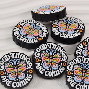 Good Things Are Coming Butterfly Focal Silicone Beads,DIY Pen Loose Bead,Charms Focus Beads,Jewelry Accessories,Craft Supplies,Lanyard Beads