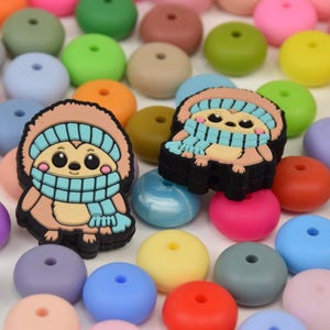 Cartoon Hedgehog Animal Focal Silicone Beads,Winter DIY Pen Loose Bead,Gifts Focus Beads,Jewelry Accessories,Lanyard,keycain,Bag Beads