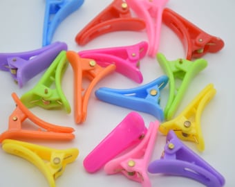 20 mix colors plastic alligator clips,alligator barrettes,hair clips,prong alligator clips with teeth,blank hair clips,hair accessories 28mm