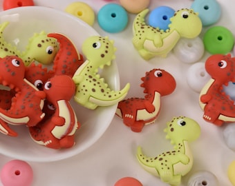 3D Dinosaur Silicone Beads,Animal Focal Bead,Gifts For Beadable Pens