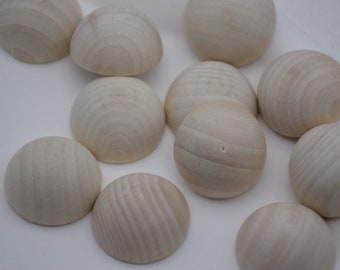 Bolas de madera media dividida de 25 mm, bolas de cúpula, bola dividida, media bola, encantos de madera natural, cuentas de madera media redonda sin terminar, proyecto de artesanías de madera DIY