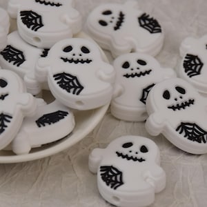 Halloween Spooky Ghost spinnenweb siliconenkralen, focuskralen, doe-het-zelf losse penkraal, focus geschenken kralen, keycord kralen, groothandel kralen