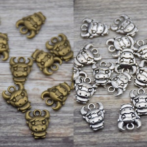 20 Bull Head Charm Cow Charm Cattle Pendant Buffalo Western Charm 15mm*12mm