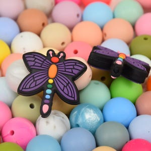 Cuentas de silicona con forma de libélula, cuentas de insectos para bolígrafo, cuentas sueltas, cuentas para regalo, accesorios de joyería, materiales para manualidades, pulseras y cordones.