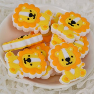 Cartoon Löwe Tier Fokal Silikon Perlen, DIY Stift lose Perle, Geschenke Charms Perlen, Schmuck Zubehör, Handwerk Lieferungen, Schlüsselband Perlen