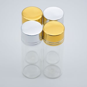 2 clear glass bottles with plastic cap,10ml glass vials with plugs,transparent glass jars with lids,empty vial jar containers,22x50mm