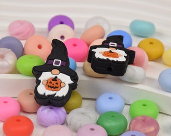 Perline in silicone a forma di gnomo di Halloween, perline fai da te a forma di zucca di Halloween, perline focali, perline sciolte, ciondoli con perline da regalo, braccialetti, perline da cordino