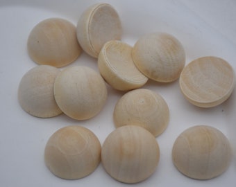 Bolas de madera media dividida de 20 mm, bolas de cúpula, bola dividida, media bola, encantos de madera natural, cuentas de madera media redonda sin terminar, proyecto de artesanías de madera DIY