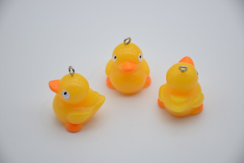 6 ResinPlastic Yellow Duck Cabochons,Christmas Tree Ornament,Party Decoration,Kawaii Decoden Cute Animal Charms,27mmx22mmx20mm
