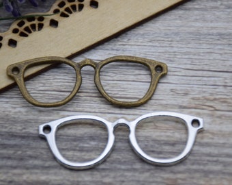 8 Glasses Charm Eye Glasses Reading Glasses Eyeglass Charm Spectacles Connector Charm Pendant Necklace Bracelet Earring 55mm*19mm