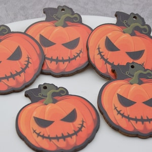 Pumpkin Lantern Printed Halloween Wood Earrings,Shaped Cutout Wooden Pendants,Painted Dangle Drop Earring Blank Charm,Jewelry Making Supply