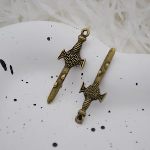 10 Knife Katana Sword Charm Pendant Necklace Ornament Bracelet Decoration Earring Crafts 35mm*12mm