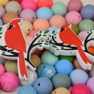 Cardinal Focal Silikonperlen,Zustand Vogel Roter Vogel DIY Fokus Stift Perle,lose Perlen,Geschenke Perlen,Schmuckzubehör,Armband,Schlüsselband Perlen