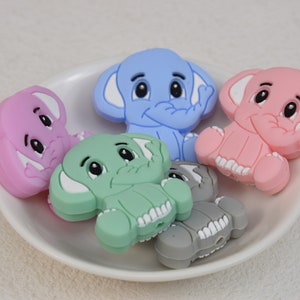 Cartoon Elefant Tier Fokal Silikon Perlen,DIY Stift Lose Perlen,Geschenke Charms Perlen,Schmuckzubehör,Bastelbedarf,Lanyard,Schlüsselanhänger