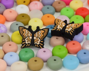Butterfly Focal Silicone Beads,Animal DIY Focus Pen Bead,Loose Beads,Gifts Beads,Jewelry Accessories,Craft Supplies,Wristlet,Lanyard Beads