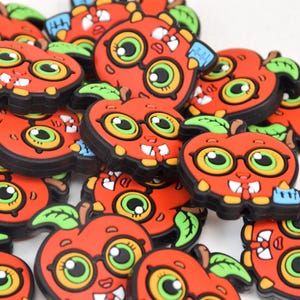 Cartoon Apple Fokal Silikon Perlen,DIY Stift Perle,Geschenke Charm Perlen,Schmuckzubehör,Handwerk Zubehör,Wristlet,Schlüsselanhänger,Lanyard Perlen