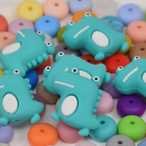 3D Dinosaur Focal Silicone Beads,Animal DIY Focus Pen Bead,Gift Charms,Jewelry Loose Bead,Craft Supplies,Wristlet,Lanyard Loose Beads