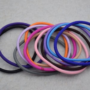 50 Mixed Color Elastic Rubber Hair Bands Rope with White Bowl Pad Craft DIY