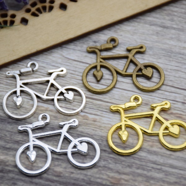 10 Bike Bicycle Charm Pendant Necklace Ornament Bracelet Decoration Earring Crafts 30mm*24mm