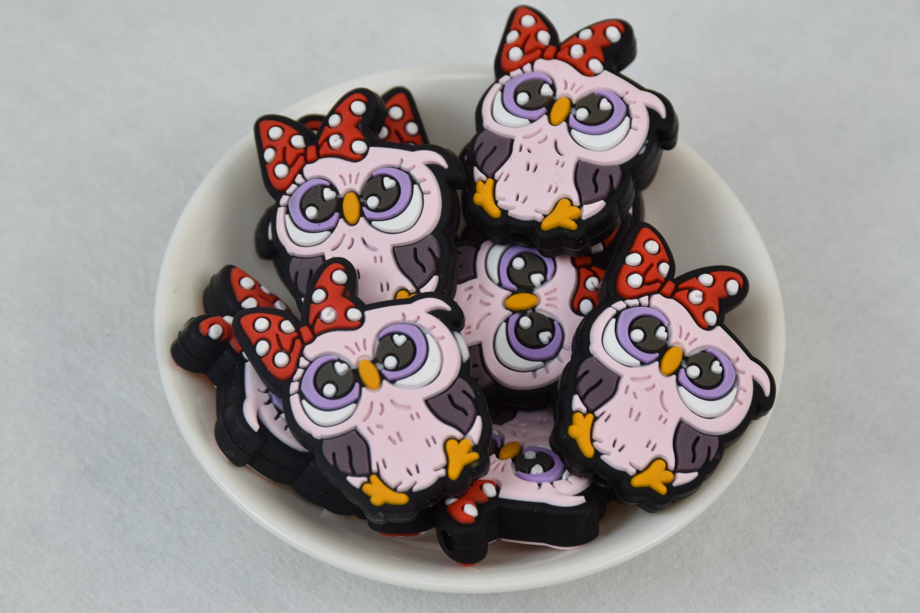 Cartoon Owl Animal Focal Silicone Beads,DIY Pen Loose Bead,Gifts Charms Beads,Jewelry Accessories,Cr
