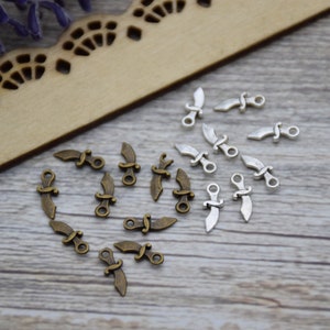 100 Mini Knife Katana Sword Charm Pendant Necklace Ornament Bracelet Decoration Earring Crafts 11mm*4mm