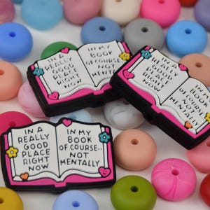Book Focal Silicone Beads,Books DIY Focus Pen Bead,Loose Gifts Beads,Jewelry Accessories,Wristlet,Lanyard Beads