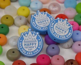 Happy Father's Day Focal Silicone Beads,Dad You Are The King DIY Focus Pen Bead,Loose Beads,Gifts Charms,Jewelry Accessories,Lanyard Beads