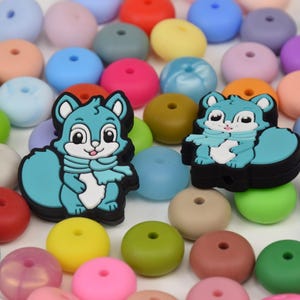 Cartoon Squirrel Animal Focal Silicone Beads,Winter DIY Pen Loose Bead,Gifts Focus Beads,Jewelry Accessories,Lanyard,keycain,Bag Beads