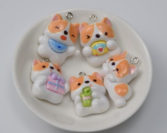 Tecknad Maneki Neko Katt Hartshänge, Plast Turkatt Berlock, DIY Smycken Tillbehör, Örhänge Nyckelring Armband Halsband Present, Hantverksmaterial
