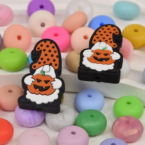 Halloween Gnome Focal Silicone Beads,Halloween Pumpkin DIY Focus Pen Bead,Focal Beads,Loose Beads,Gifts Beads Charms,Wristlet,Lanyard Beads