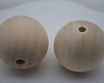 50mm Round Wood Beads,Wooden Ball Charms,Natural Unfinished Wooden Pendants,Geometric Wooden Beads,DIY Wood Jewelry Accessory,Wooden Crafts