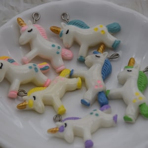 10 Resin/Plastic Unicorn Cabochons,Christmas Tree Ornament,Party Decoration,Kawaii Decoden Cute Animal Charms,33mmx25mm