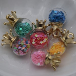 10 mix colors glass globe charm,crystal ball,round shape inside ball pendant,glass bubble,necklace bracelet earring,26*16mm