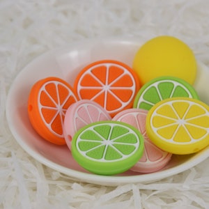 Orange Lemon Fruit Focal Silicone Beads,DIY Pen Loose Bead,Gifts Charms Beads,Jewelry Accessories,Craft Supplies,Lanyard,Keychain,Bag Beads