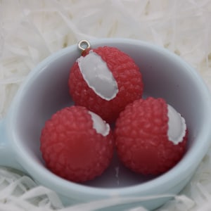 10 Resin/Plastic Litchi Lychee Cabochons,Christmas Tree Ornament,Party Decor,House Decoration,Kawaii Decoden Cute Fruit Charms,28mmx22mm