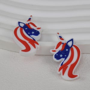Perline in silicone a forma di unicorno per il Giorno dell&#39;Indipendenza, perline sciolte per penna fai da te, perline con ciondoli, accessori per gioielli, articoli per l&#39;artigianato, perline per cordino