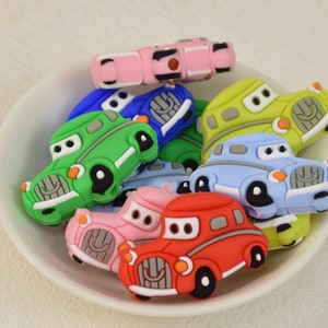 Cartoon Car Shape Focal Silicone Beads,DIY Pen Beads,Gifts Charms Beads,Jewelry Accessories,Craft Supplies,Wristlet,Keychain,Lanyard